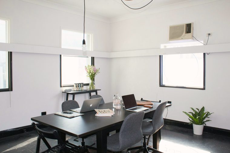 Clean, bright office meeting room